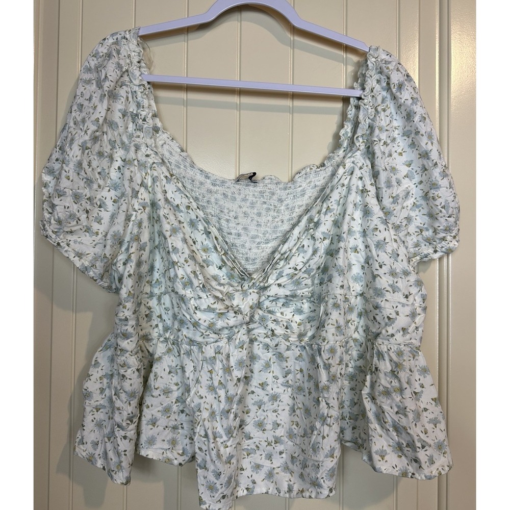 Arizona Jean Company Bohemian Babydoll Peasant ruffle short sleeve top crop‎ 3X